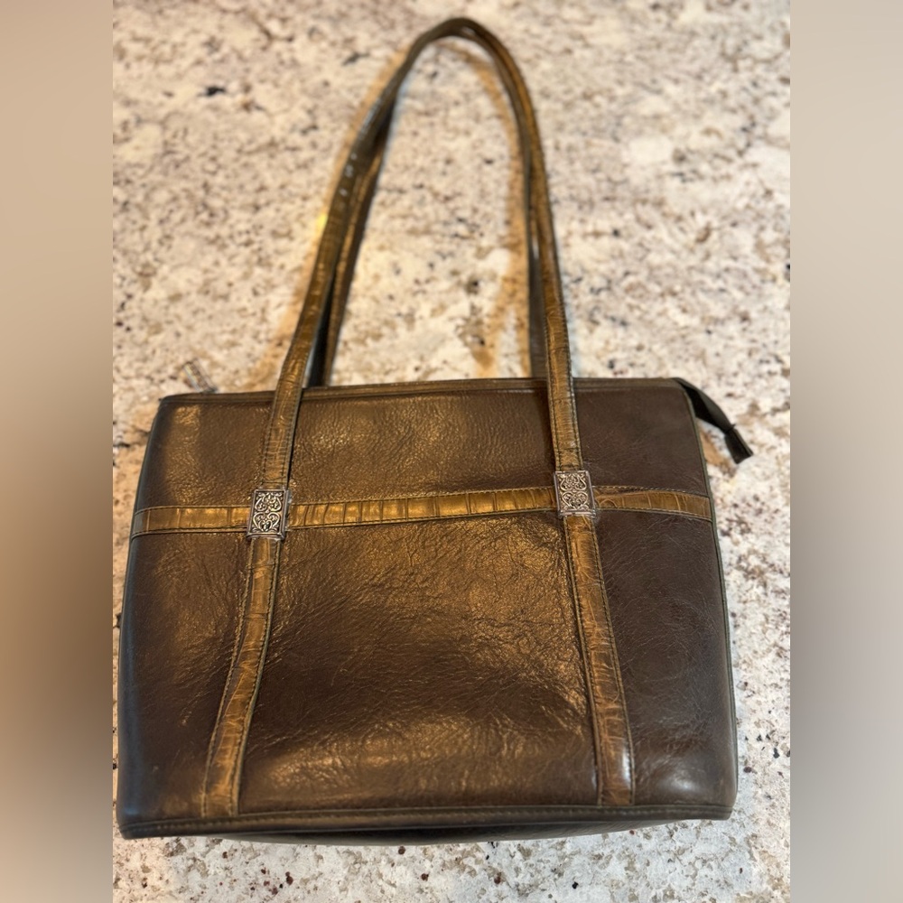 Vintage Brighton Dark Olive Green Leather Shoulder Bag